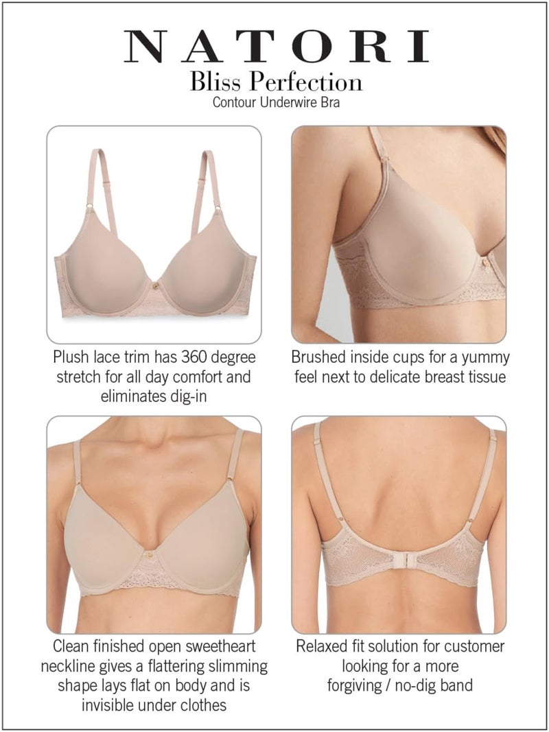 Natori Women's Bliss Perfection Contour Underwire Bra, CafÃ©, 34A - Image 5